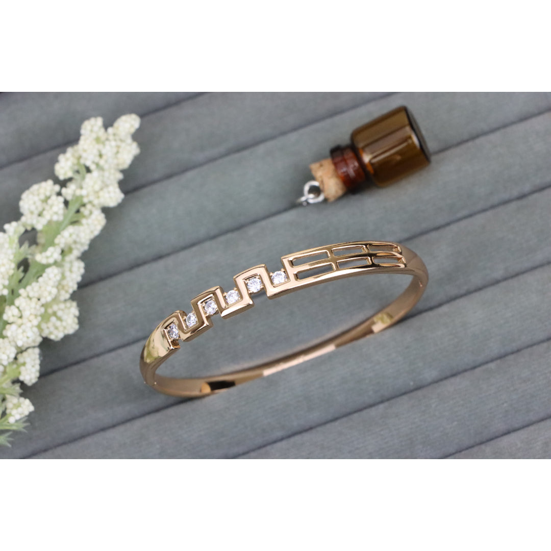 Rose Gold Geometric CZ Bangle Contemporary Style, XPBL0532 (2054-8)