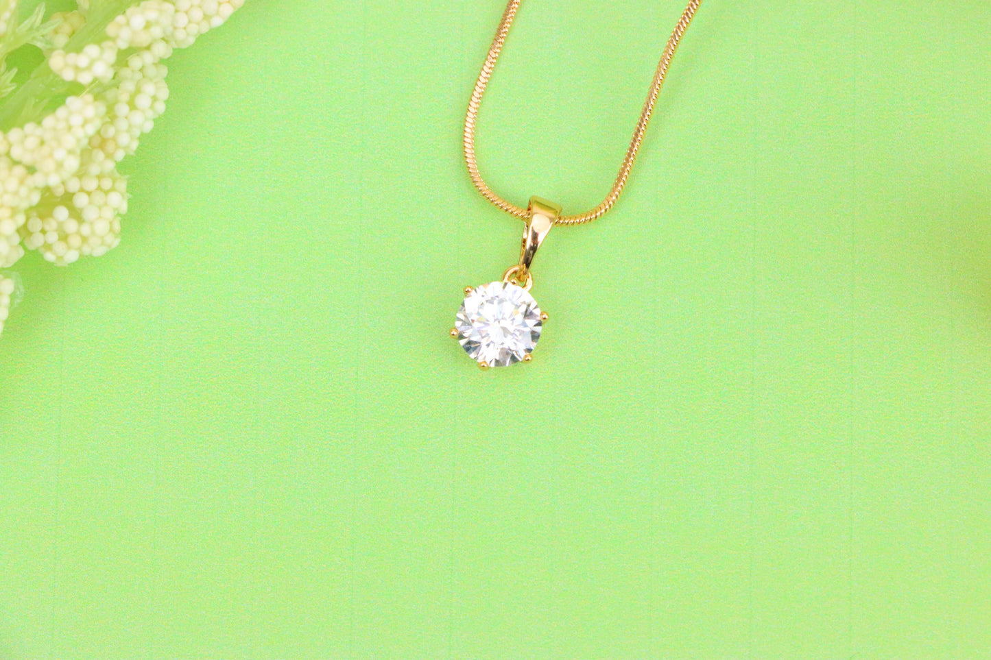 Sparkling White Solitaire Pendant in Gold – Radiant Charm, XPPT1640 (2149-7)