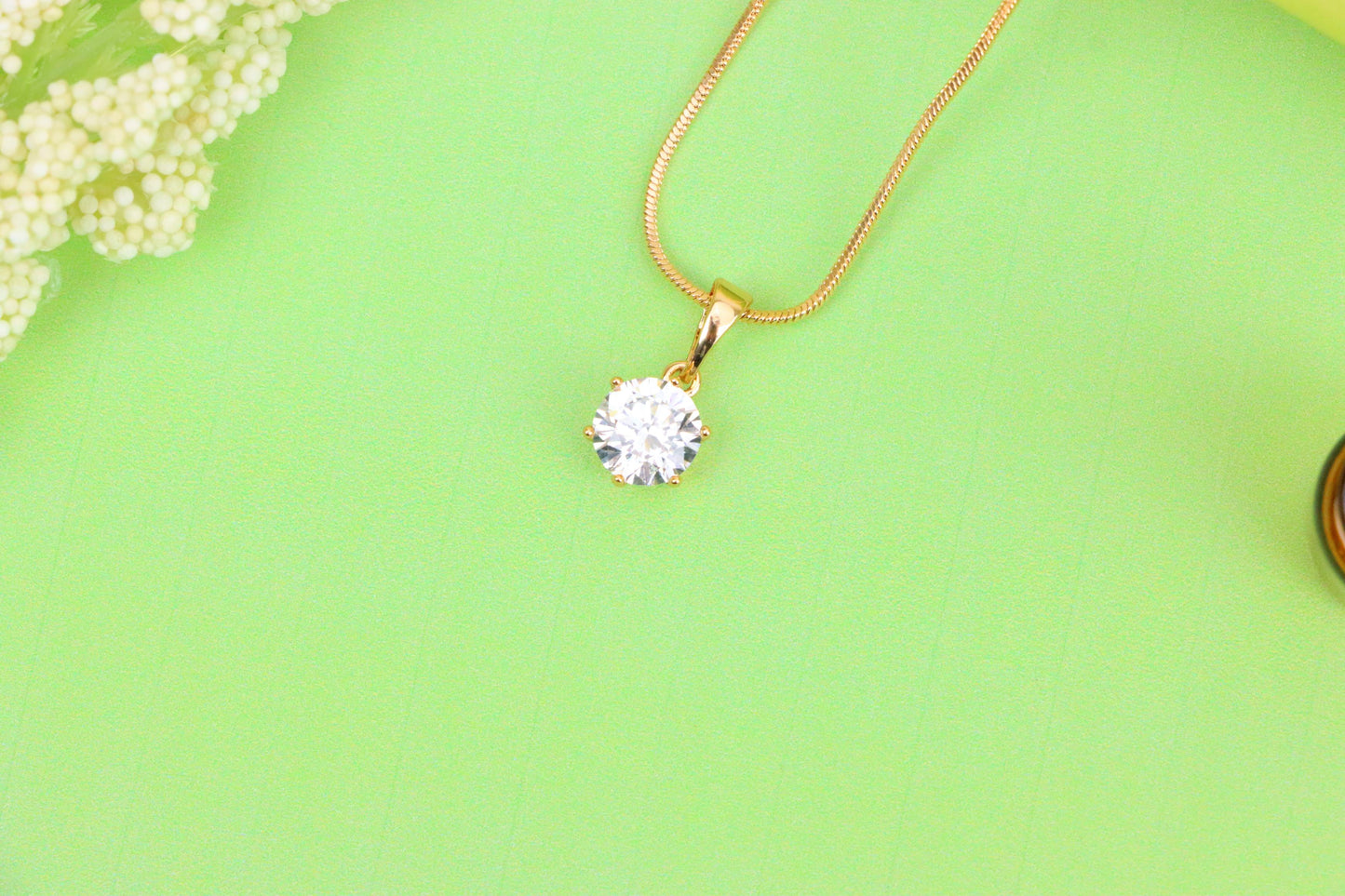 Sparkling White Solitaire Pendant in Gold – Radiant Charm, XPPT1640 (2149-7)