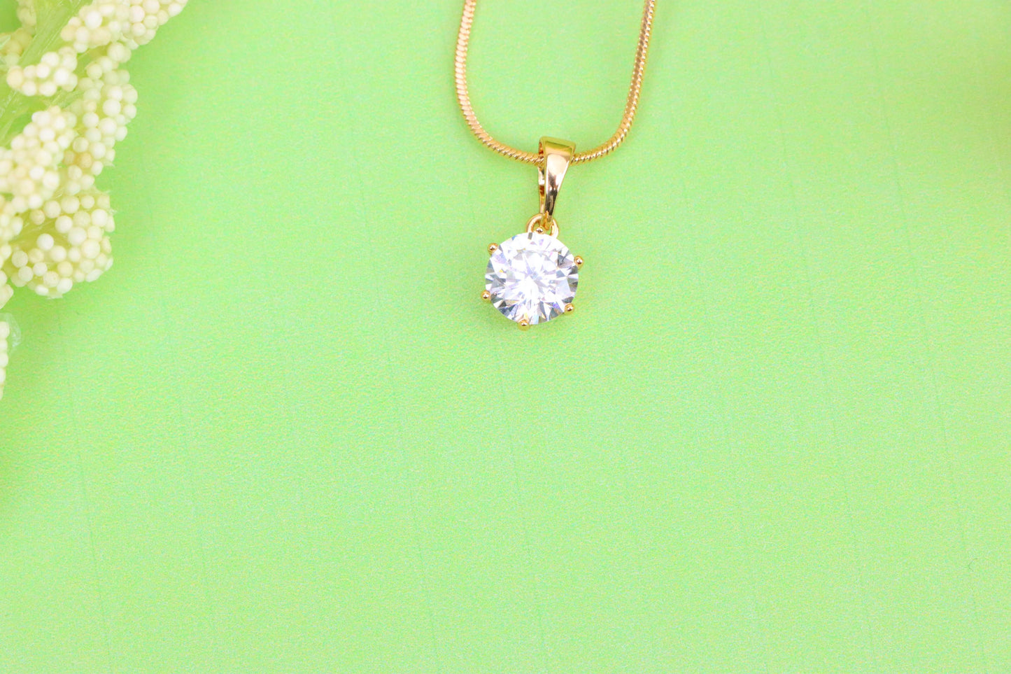 Sparkling White Solitaire Pendant in Gold – Radiant Charm, XPPT1640 (2149-7)