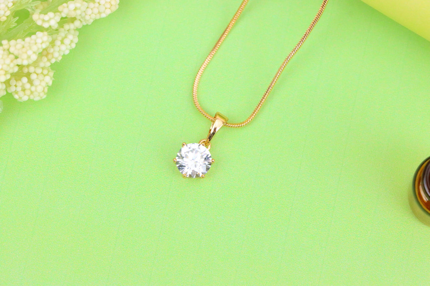 Sparkling White Solitaire Pendant in Gold – Radiant Charm, XPPT1640 (2149-7)