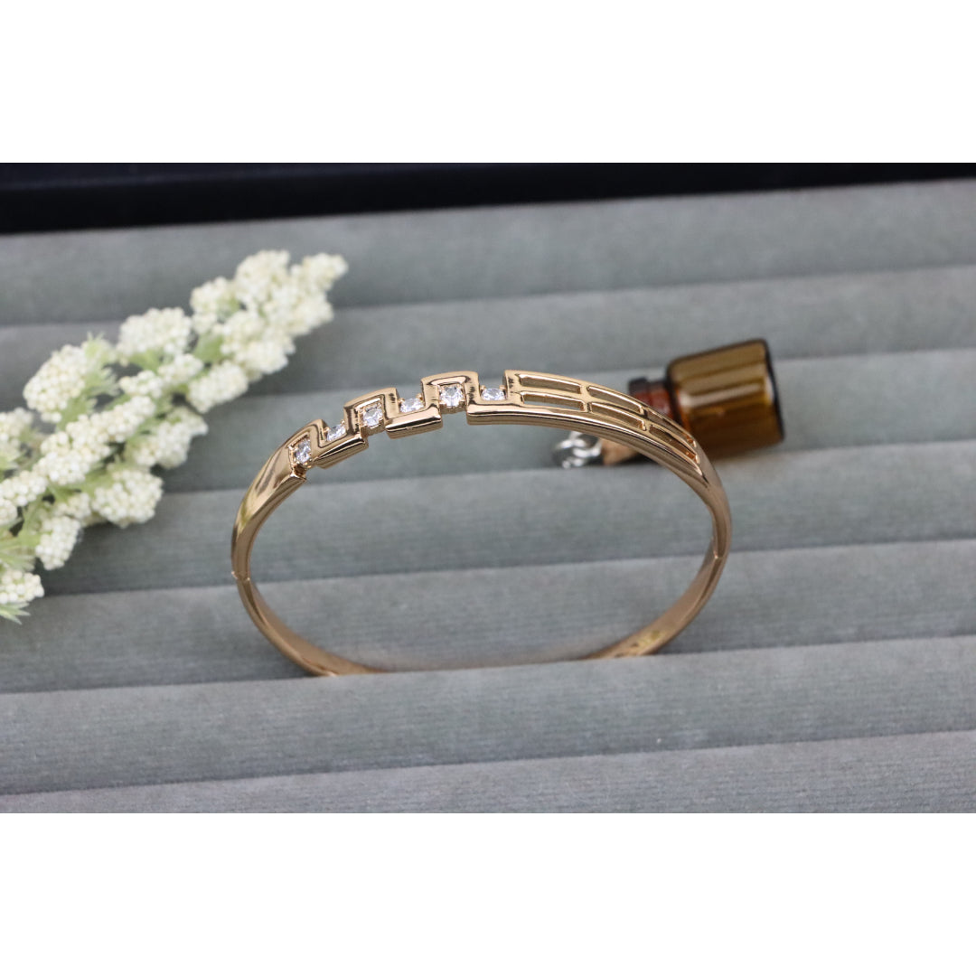 Rose Gold Geometric CZ Bangle Contemporary Style, XPBL0532 (2054-8)