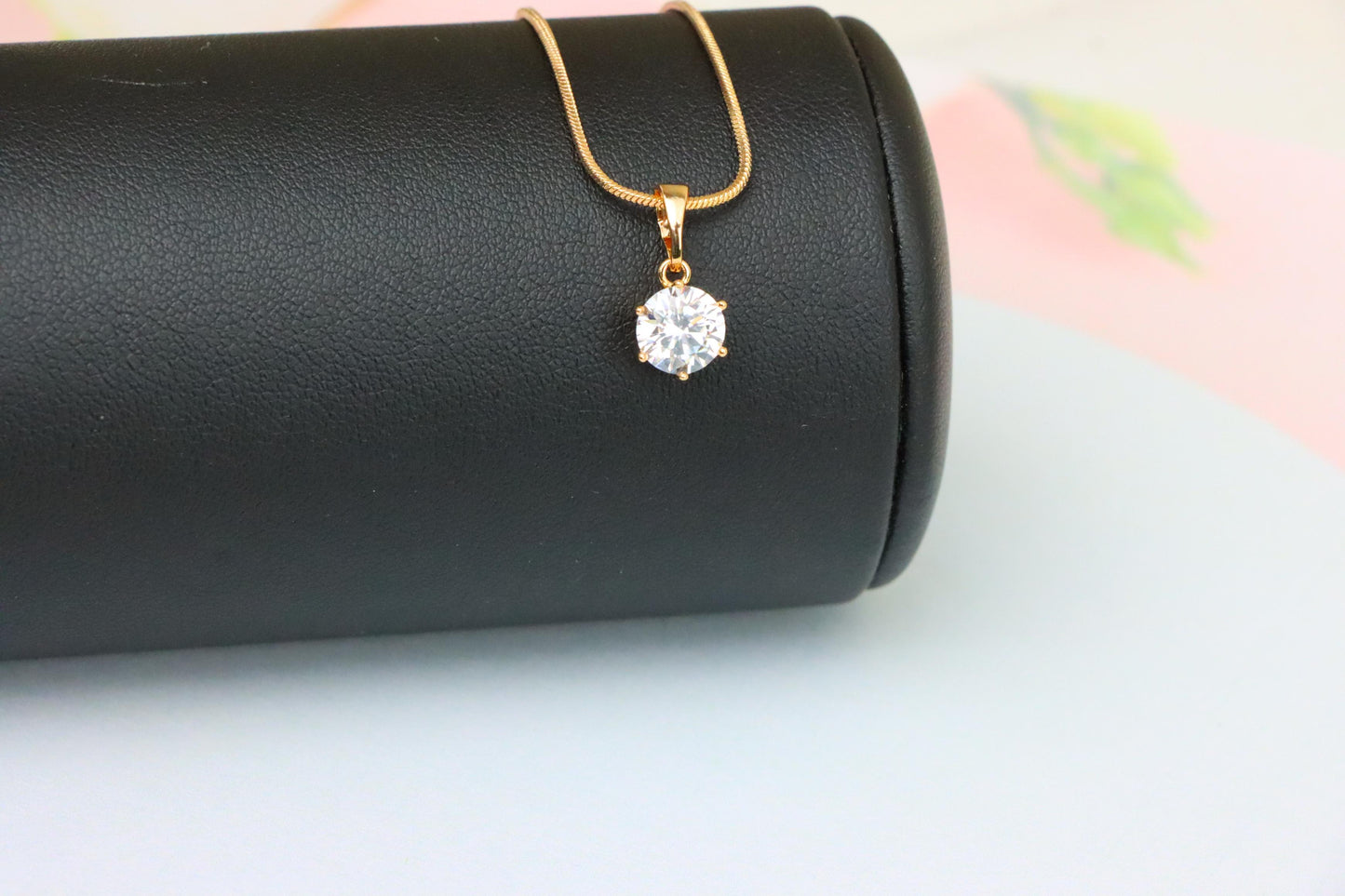 Sparkling White Solitaire Pendant in Gold – Radiant Charm, XPPT1640 (2149-7)