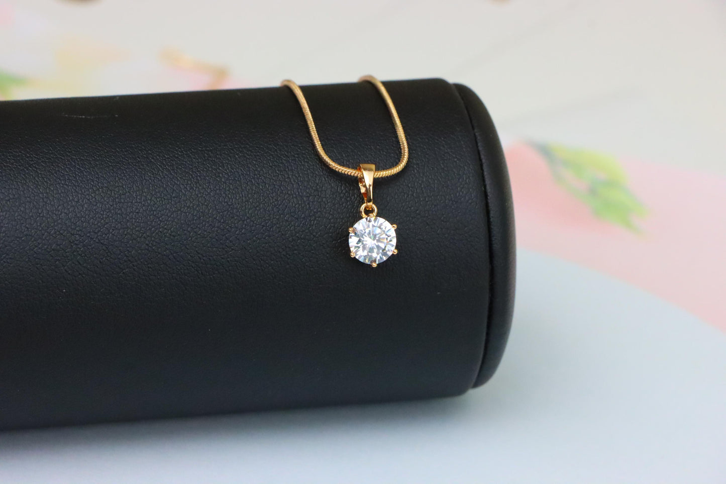 Sparkling White Solitaire Pendant in Gold – Radiant Charm, XPPT1640 (2149-7)