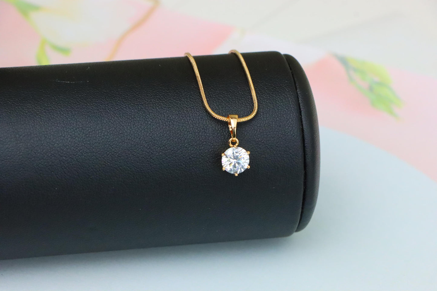 Sparkling White Solitaire Pendant in Gold – Radiant Charm, XPPT1640 (2149-7)