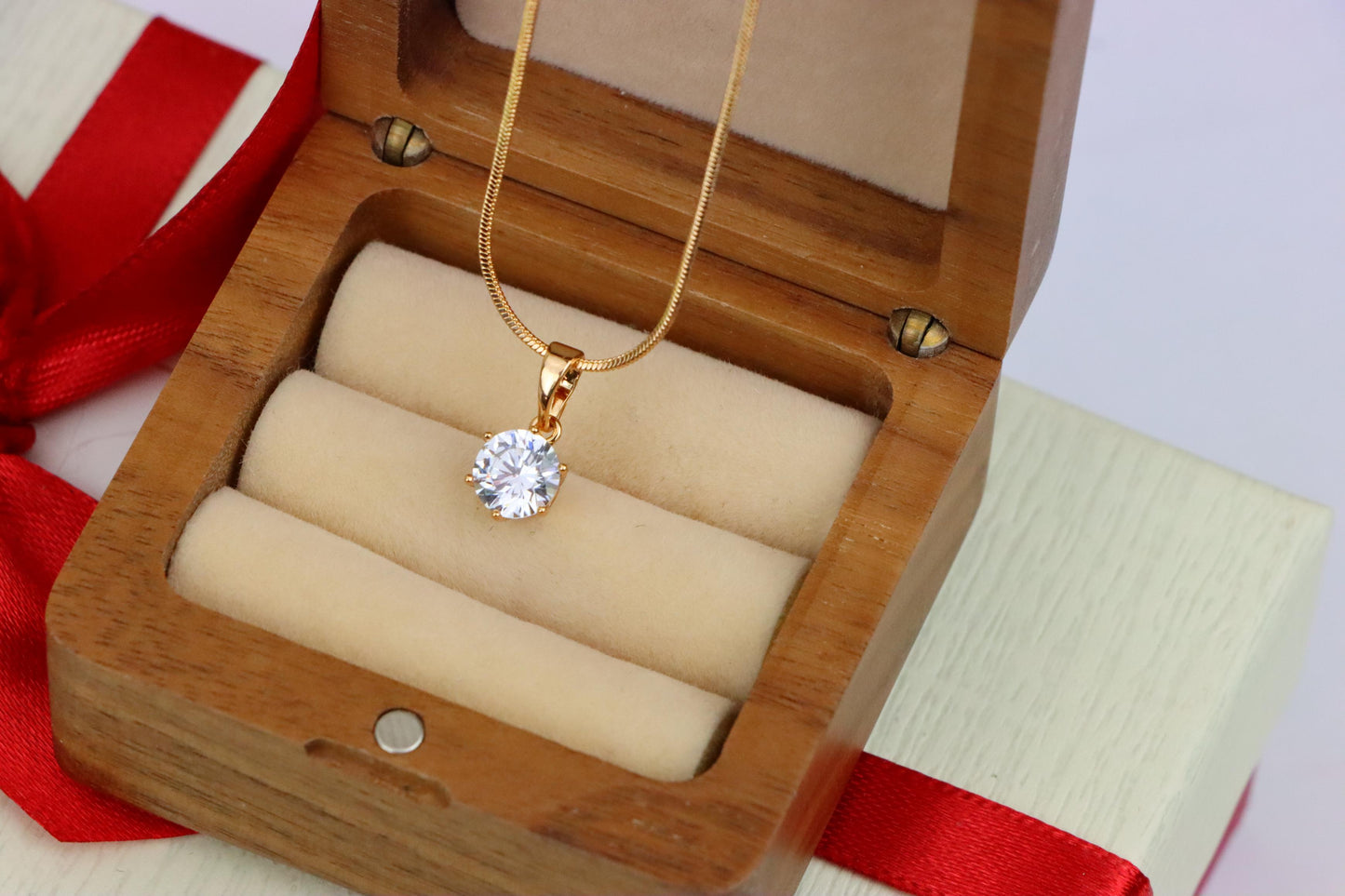 Sparkling White Solitaire Pendant in Gold – Radiant Charm, XPPT1640 (2149-7)