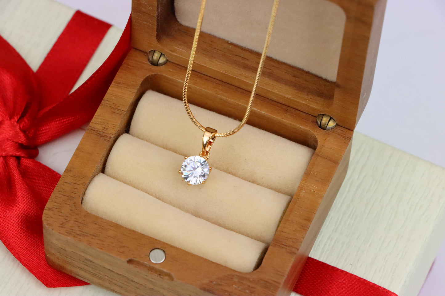 Sparkling White Solitaire Pendant in Gold – Radiant Charm, XPPT1640 (2149-7)
