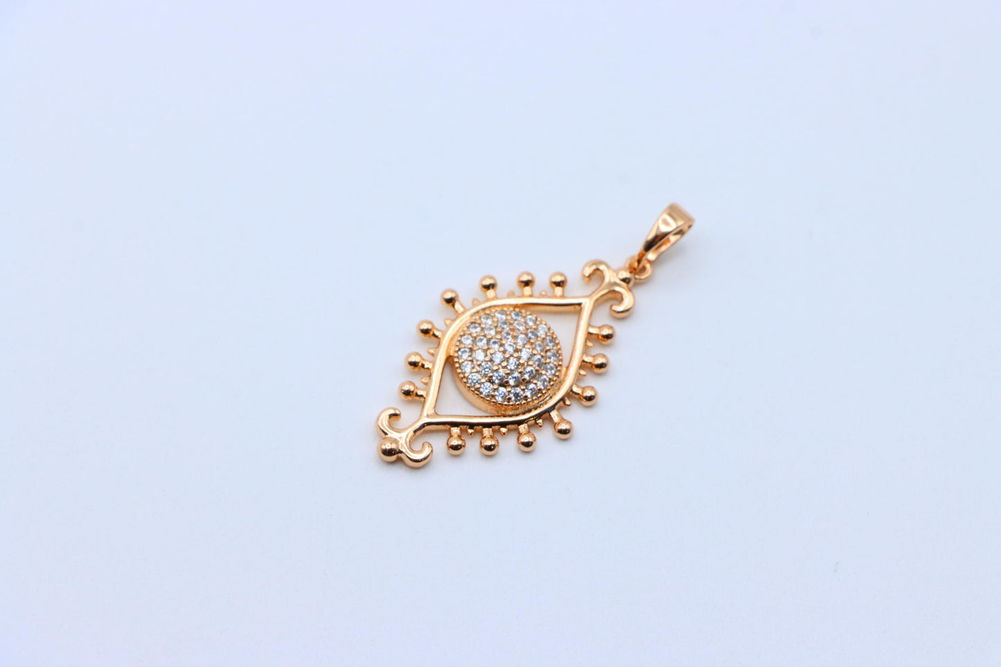 Rose Gold Evil Eye Pendant with Crystal Center and Unique Design, XPPT1246 (2125-2)