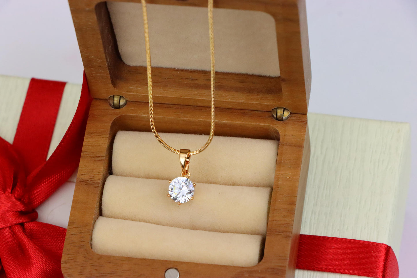 Sparkling White Solitaire Pendant in Gold – Radiant Charm, XPPT1640 (2149-7)