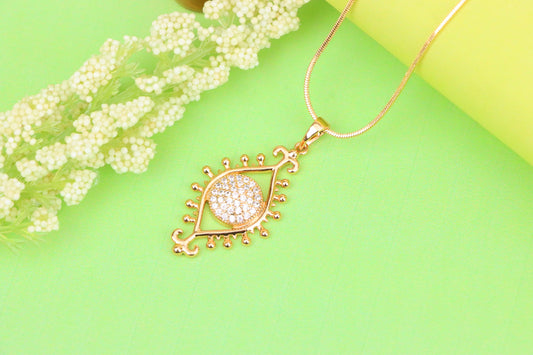Rose Gold Evil Eye Pendant with Crystal Center and Unique Design, XPPT1246 (2125-2)