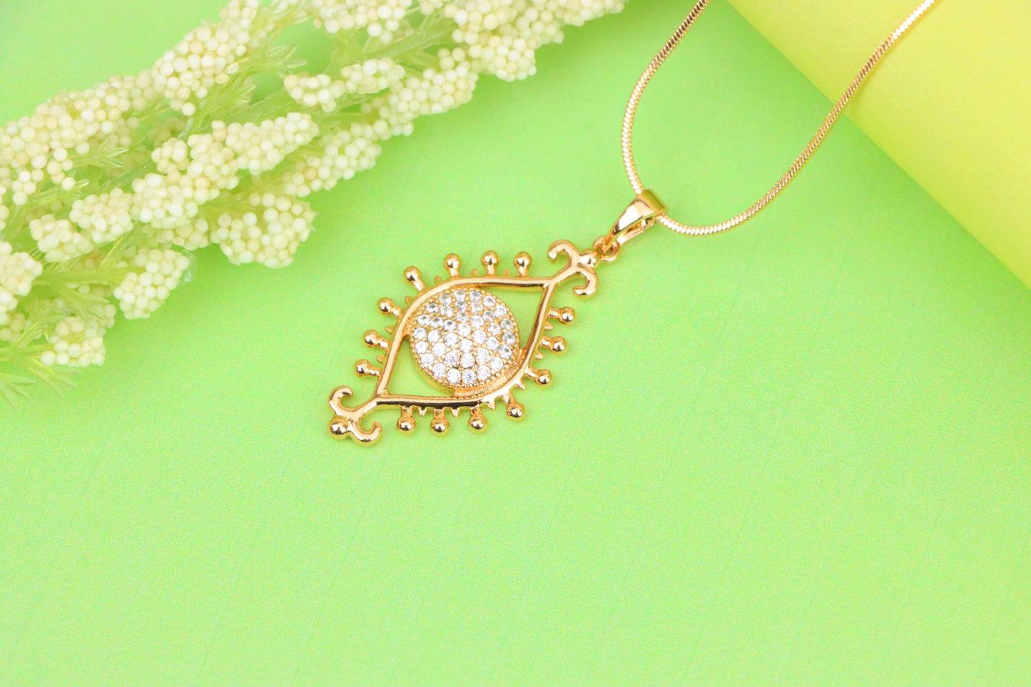 Rose Gold Evil Eye Pendant with Crystal Center and Unique Design, XPPT1246 (2125-2)