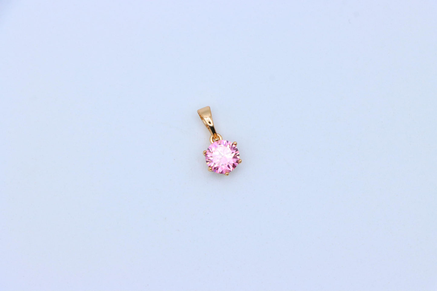 Chic Pink Solitaire Pendant in Gold –Feminine Elegance, XPPT1642 (2149-7)