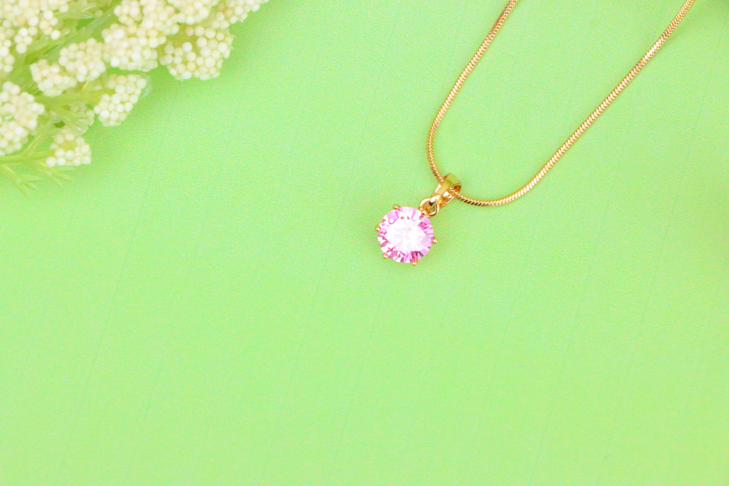 Chic Pink Solitaire Pendant in Gold –Feminine Elegance, XPPT1642 (2149-7)
