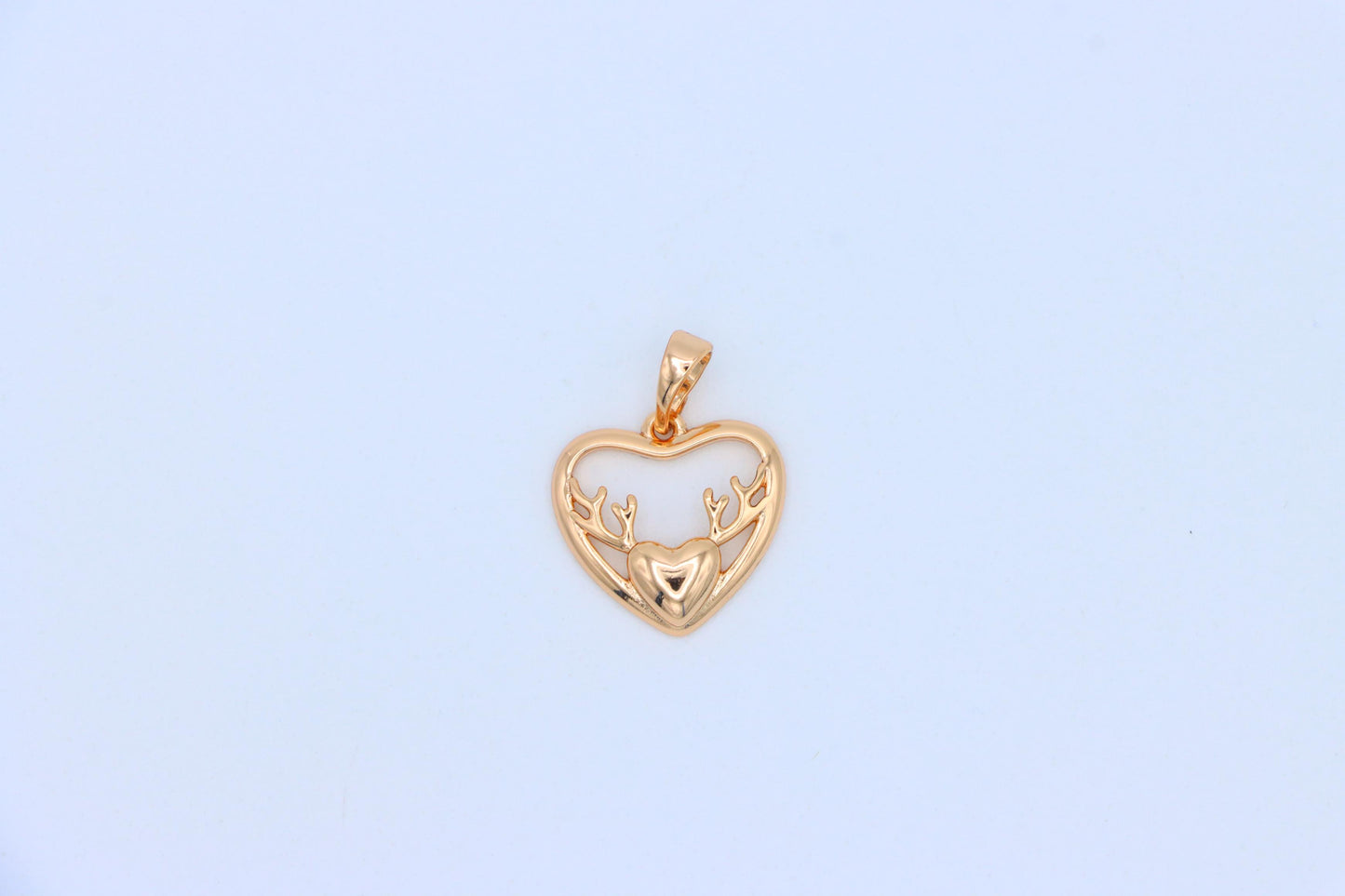 Rose Gold Heart Pendant with Antler-Inspired Minimal Design, XPPT1248 (2125-4)