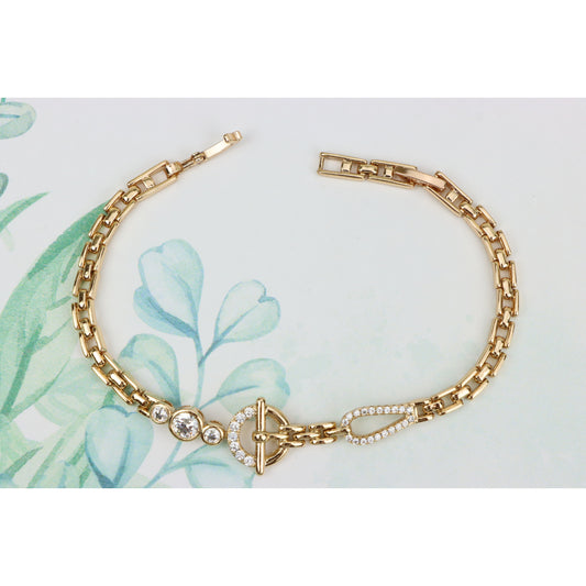 Sparkling Designer Toggle Clasp Rose Gold Bracelet, XPBL0931 (2093-10)