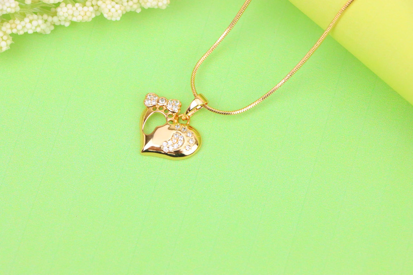 Rose Gold Baby Footprint Heart Pendant with Sparkling CZ Accents, XPPT1249 (2125-5)