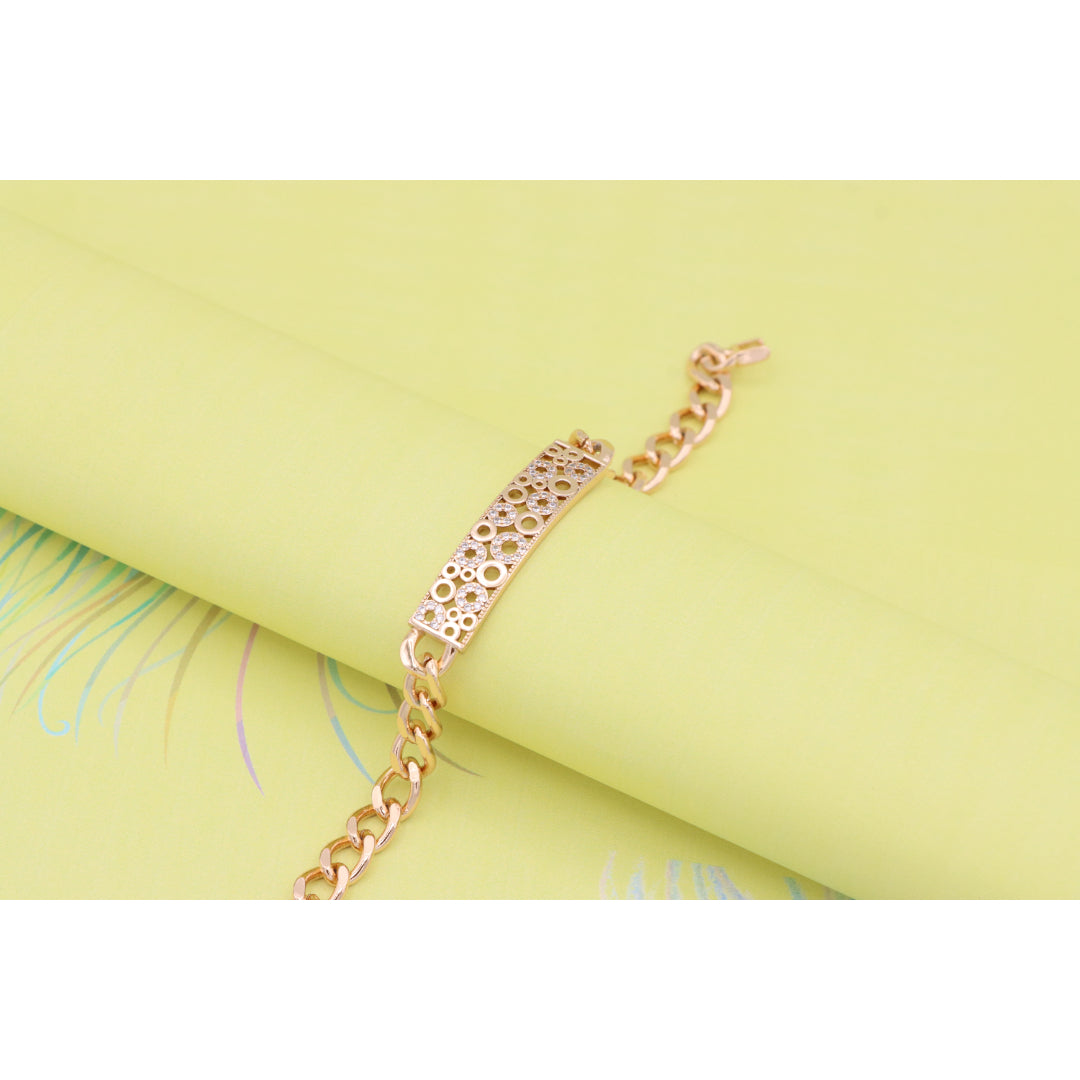 Rose Gold Bracelet with Bubble Circle Design and Stone Accents, XPBL0932 (2094-1)