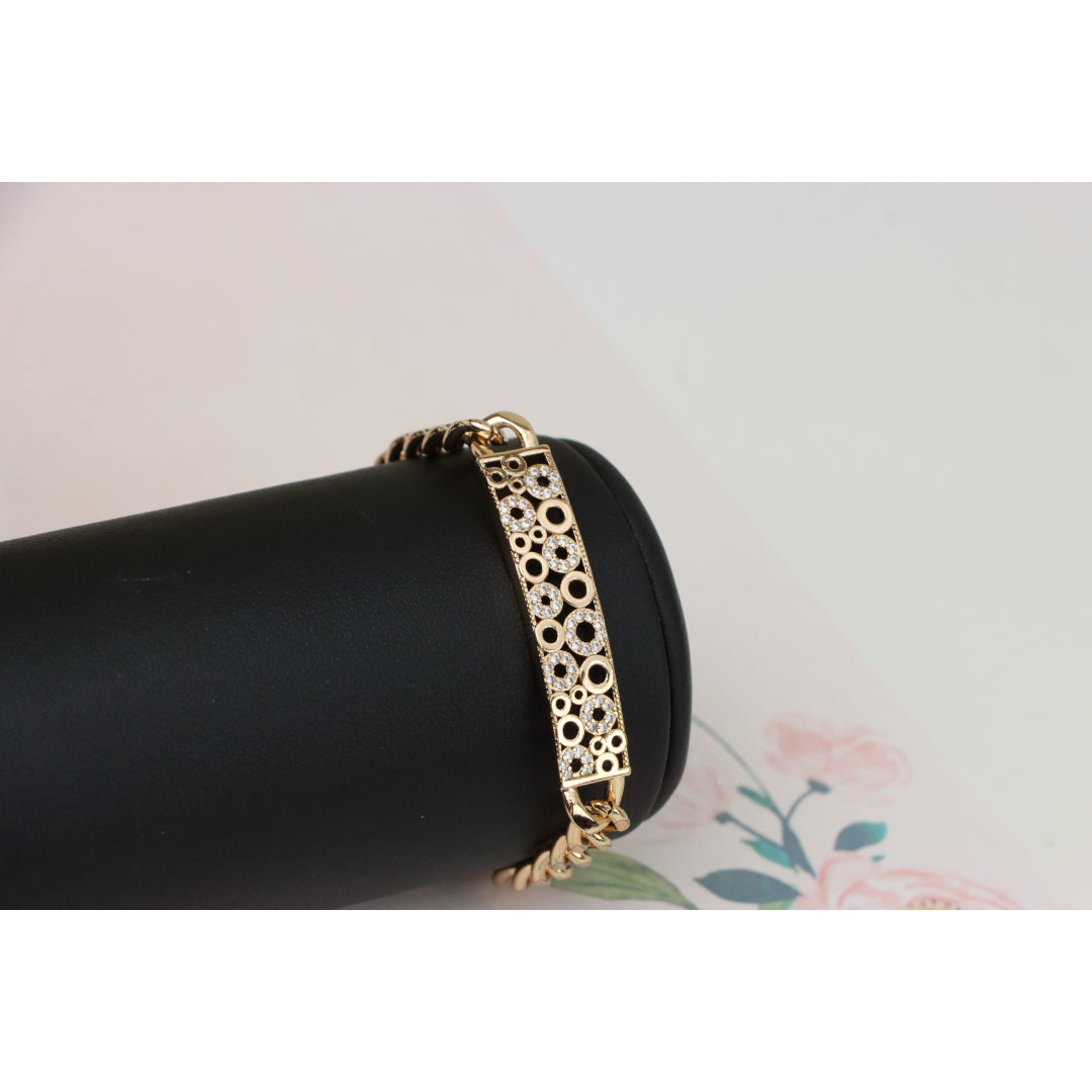Rose Gold Bracelet with Bubble Circle Design and Stone Accents, XPBL0932 (2094-1)