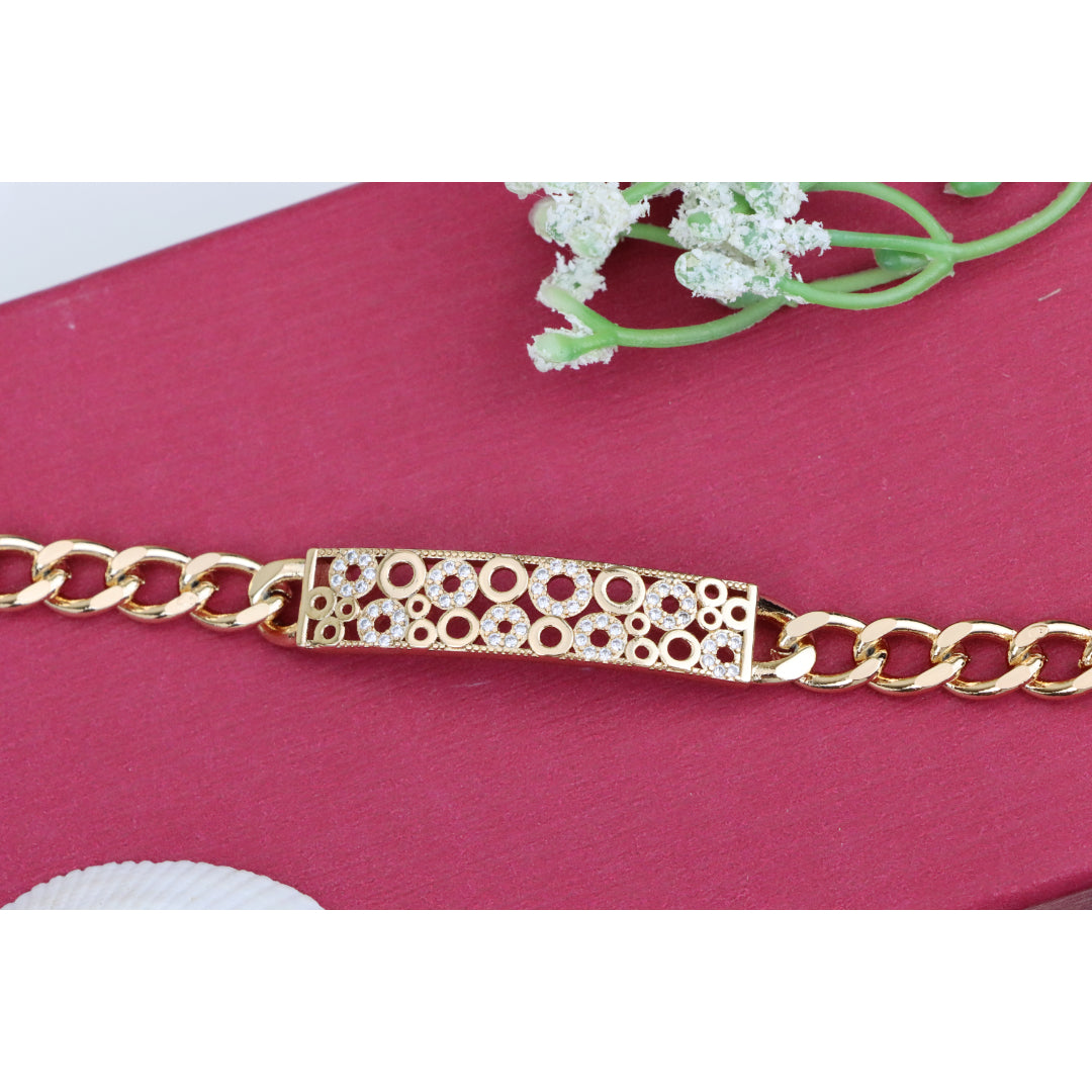 Rose Gold Bracelet with Bubble Circle Design and Stone Accents, XPBL0932 (2094-1)