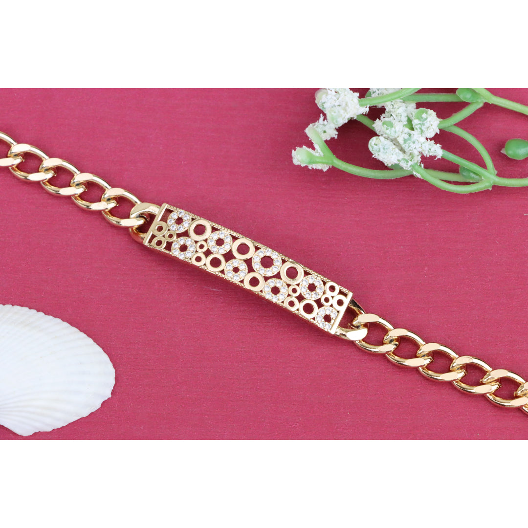 Rose Gold Bracelet with Bubble Circle Design and Stone Accents, XPBL0932 (2094-1)