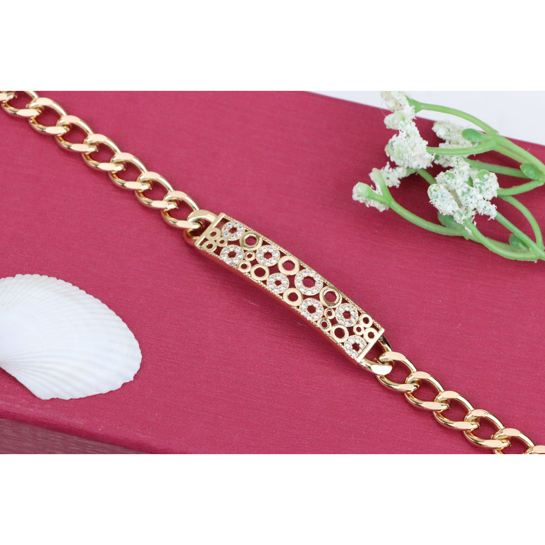 Rose Gold Bracelet with Bubble Circle Design and Stone Accents, XPBL0932 (2094-1)