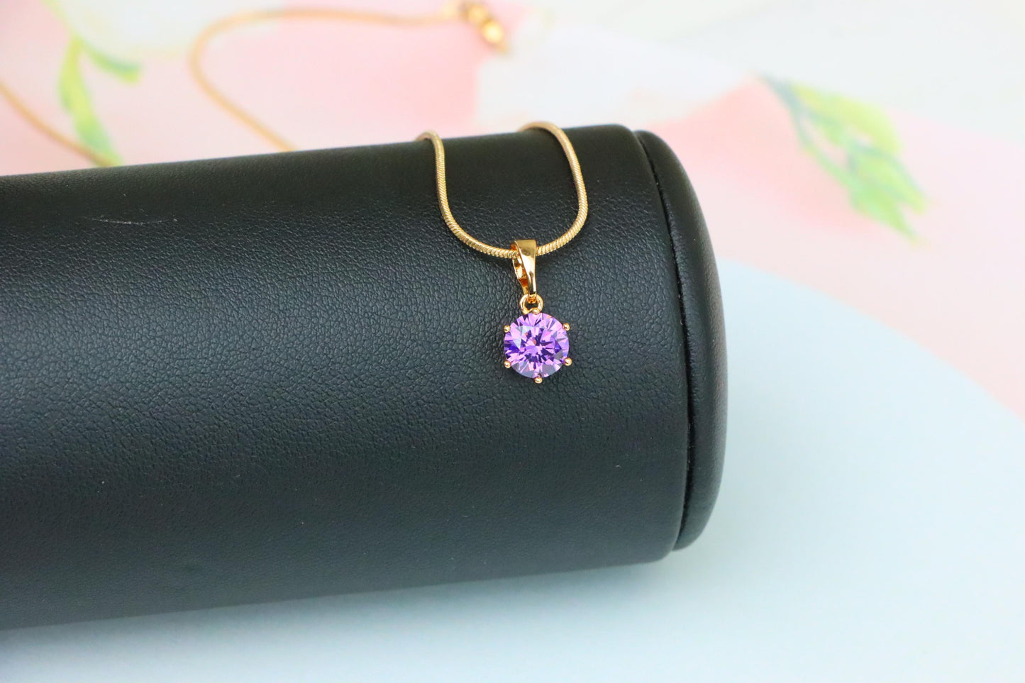 Round Cut Purple Pendant in Gold Finish – Elegant Charm, XPPT1644 (2149-7)