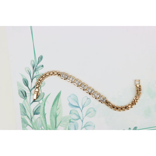 Elegant Rose Gold Bracelet with Rectangular Crystal Links, XPBL0933 (2094-2)