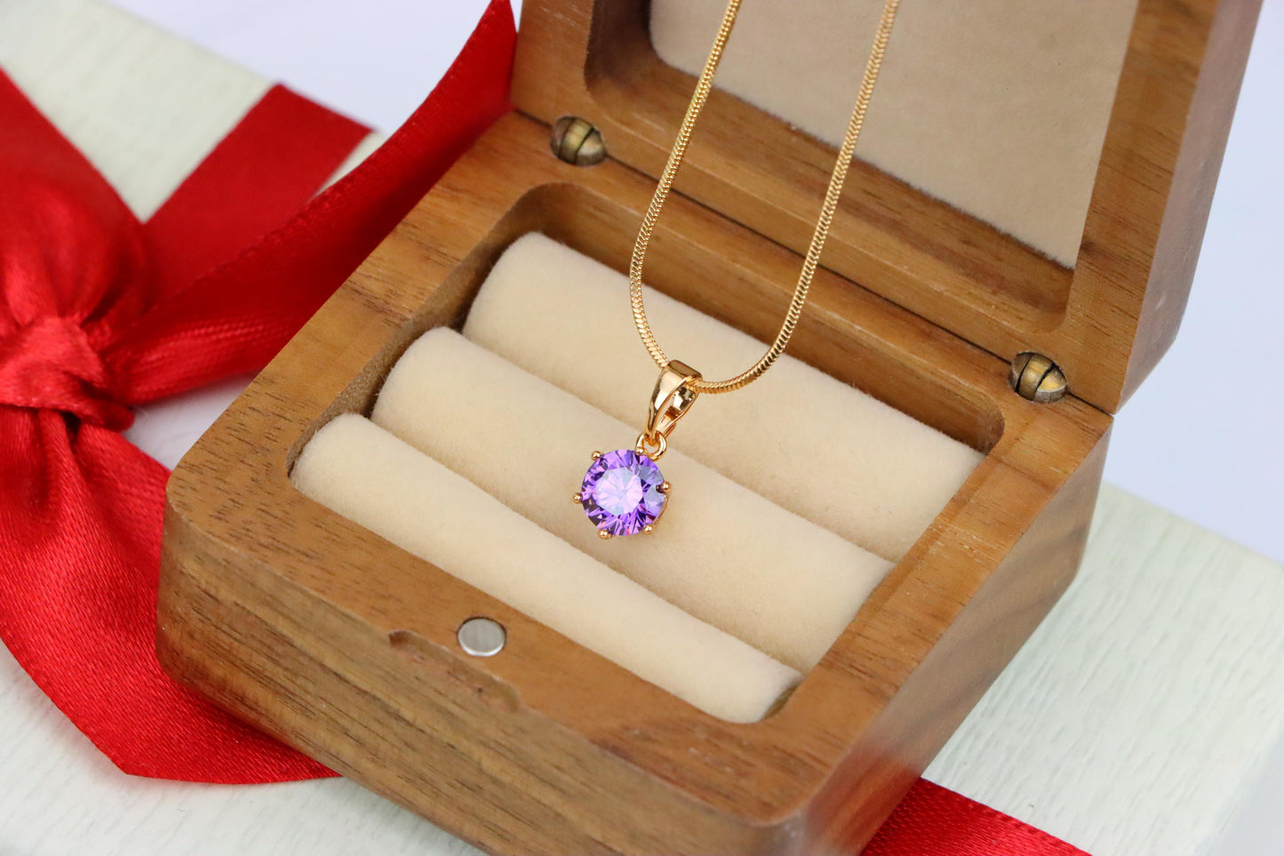 Round Cut Purple Pendant in Gold Finish – Elegant Charm, XPPT1644 (2149-7)