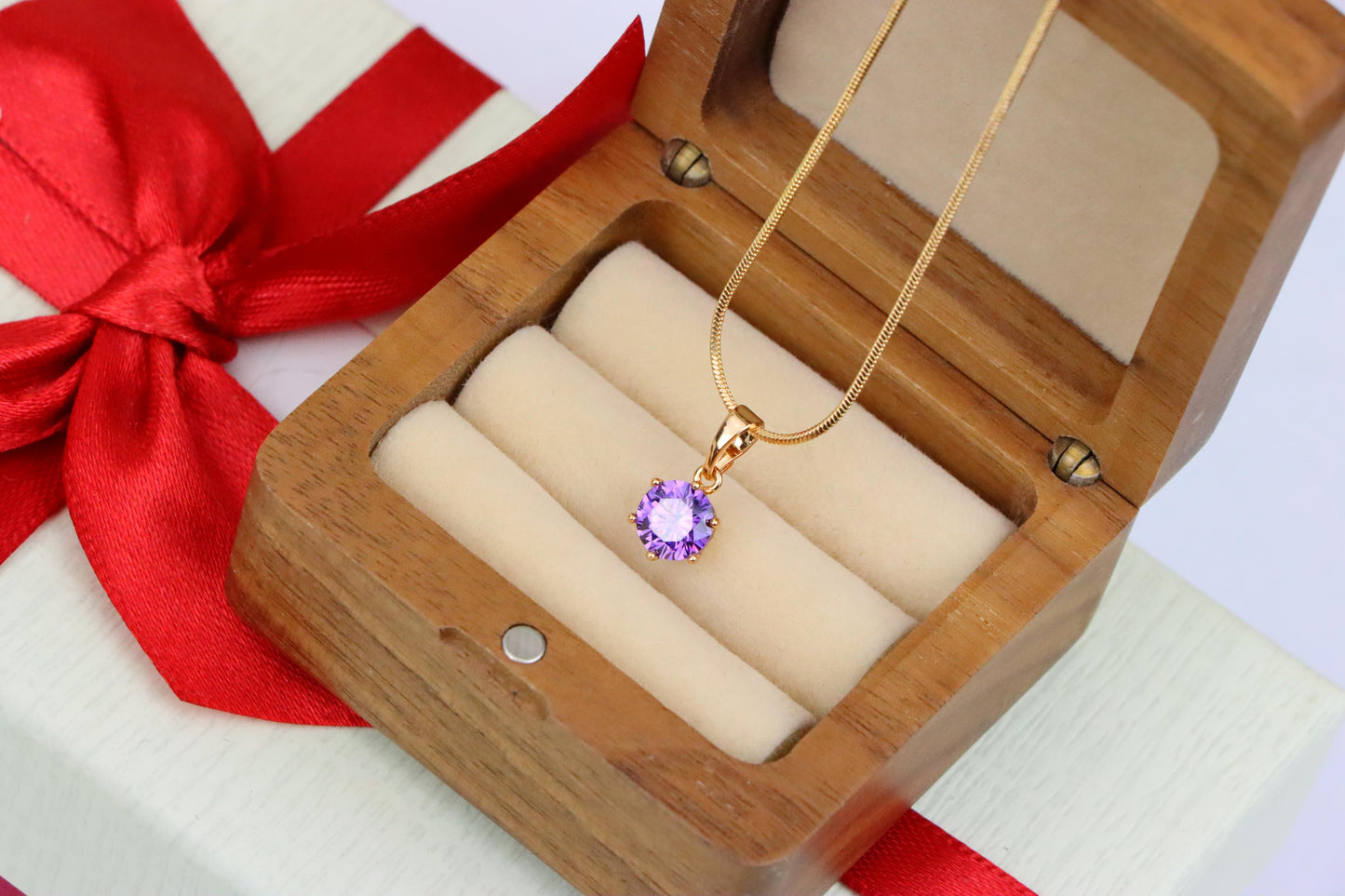 Round Cut Purple Pendant in Gold Finish – Elegant Charm, XPPT1644 (2149-7)