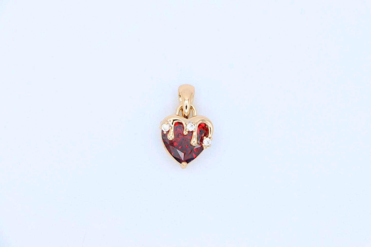 Heart Drip Blood Red Pendant in Gold Finish Dainty Charm, XPPT1694 (2150-5)