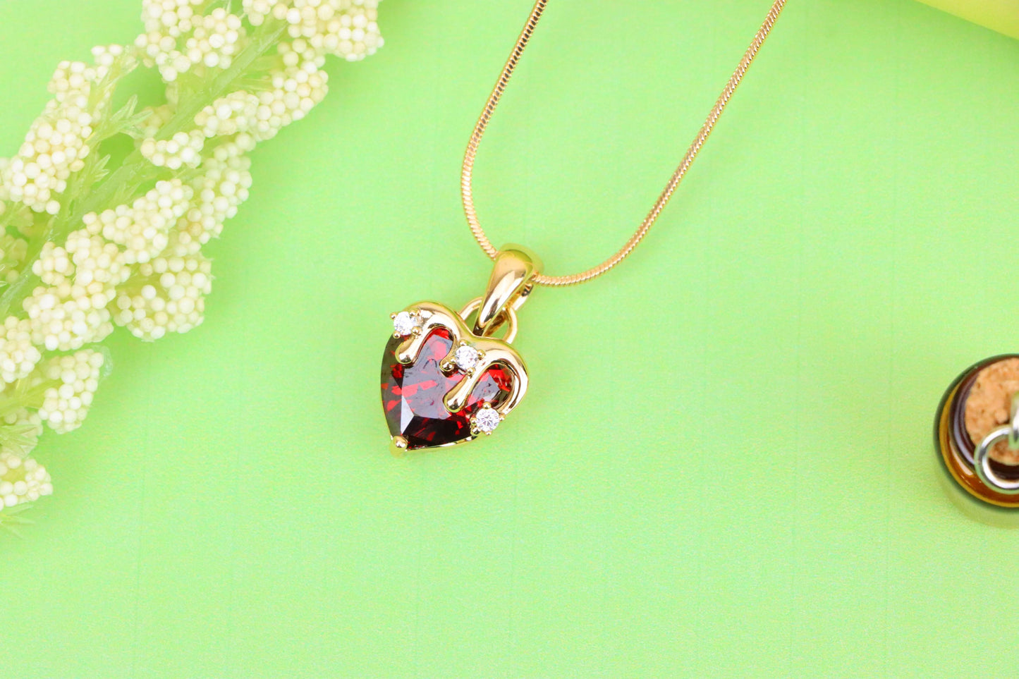 Heart Drip Blood Red Pendant in Gold Finish Dainty Charm, XPPT1694 (2150-5)
