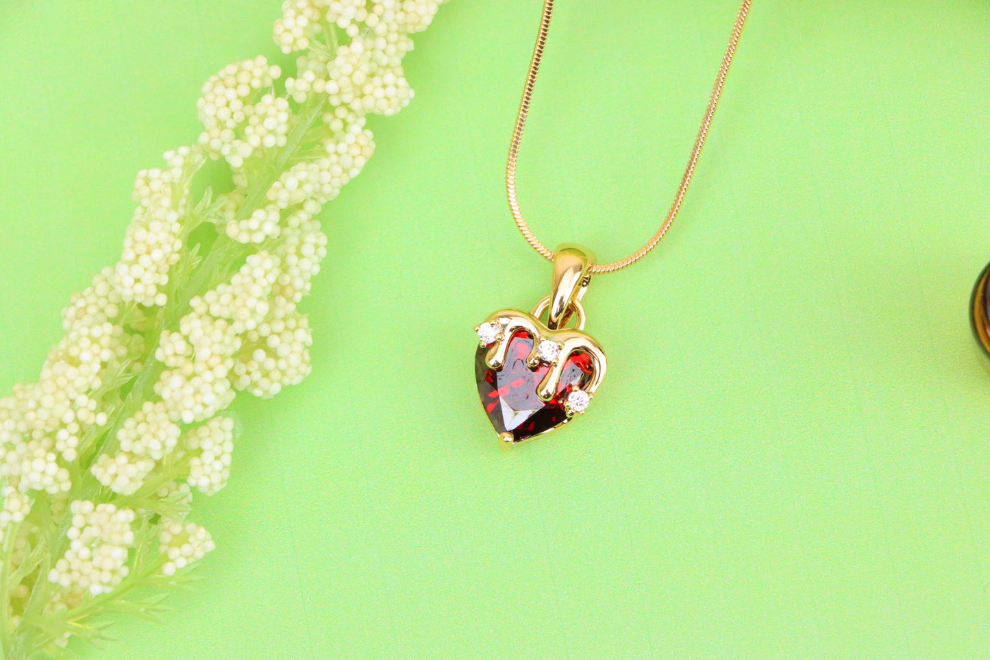 Heart Drip Blood Red Pendant in Gold Finish Dainty Charm, XPPT1694 (2150-5)