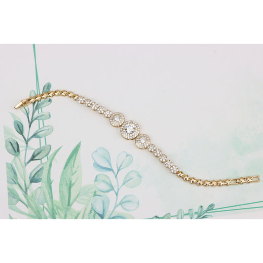Elegant Round CZ Halo Rose Gold Bracelet with Pave Accents, XPBL0934 (2094-3)