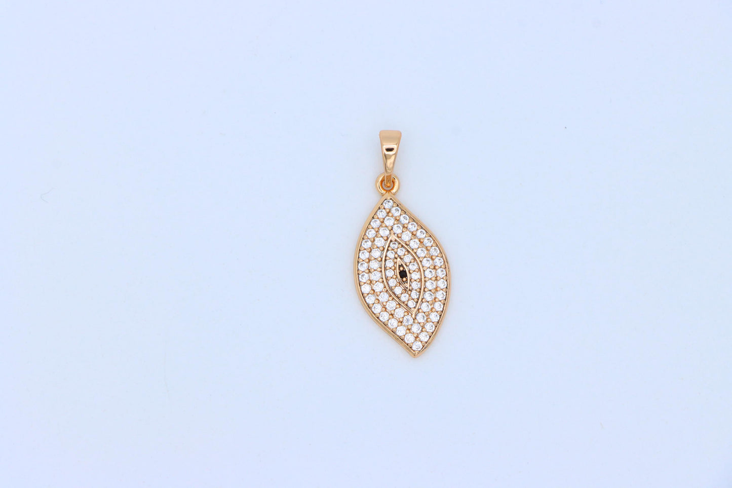Rose Gold Eye Leaf Pendant with White and Black Crystal Detail, XPPT1254 (2125-10)