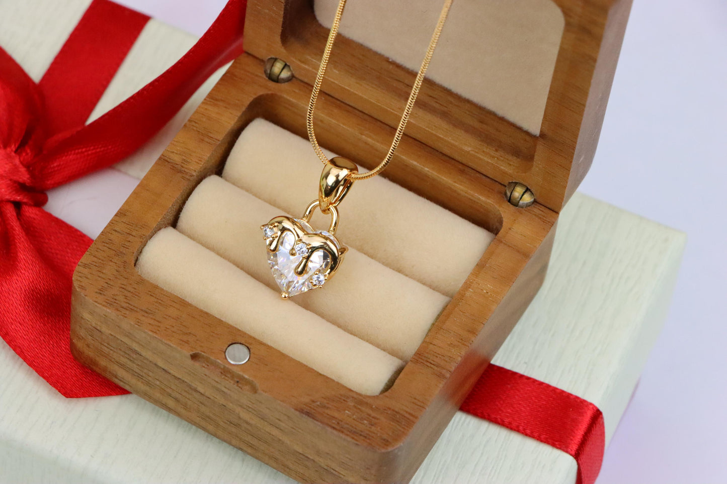 Heart Drip White Pendant in Gold Finish Stylish Jewelry, XPPT1696 (2150-5)