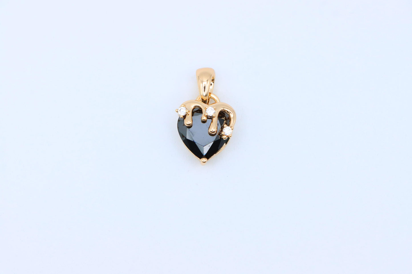 Heart Drip Black Pendant in Gold Finish Gothic Charm,XPPT1697 (2150-5)