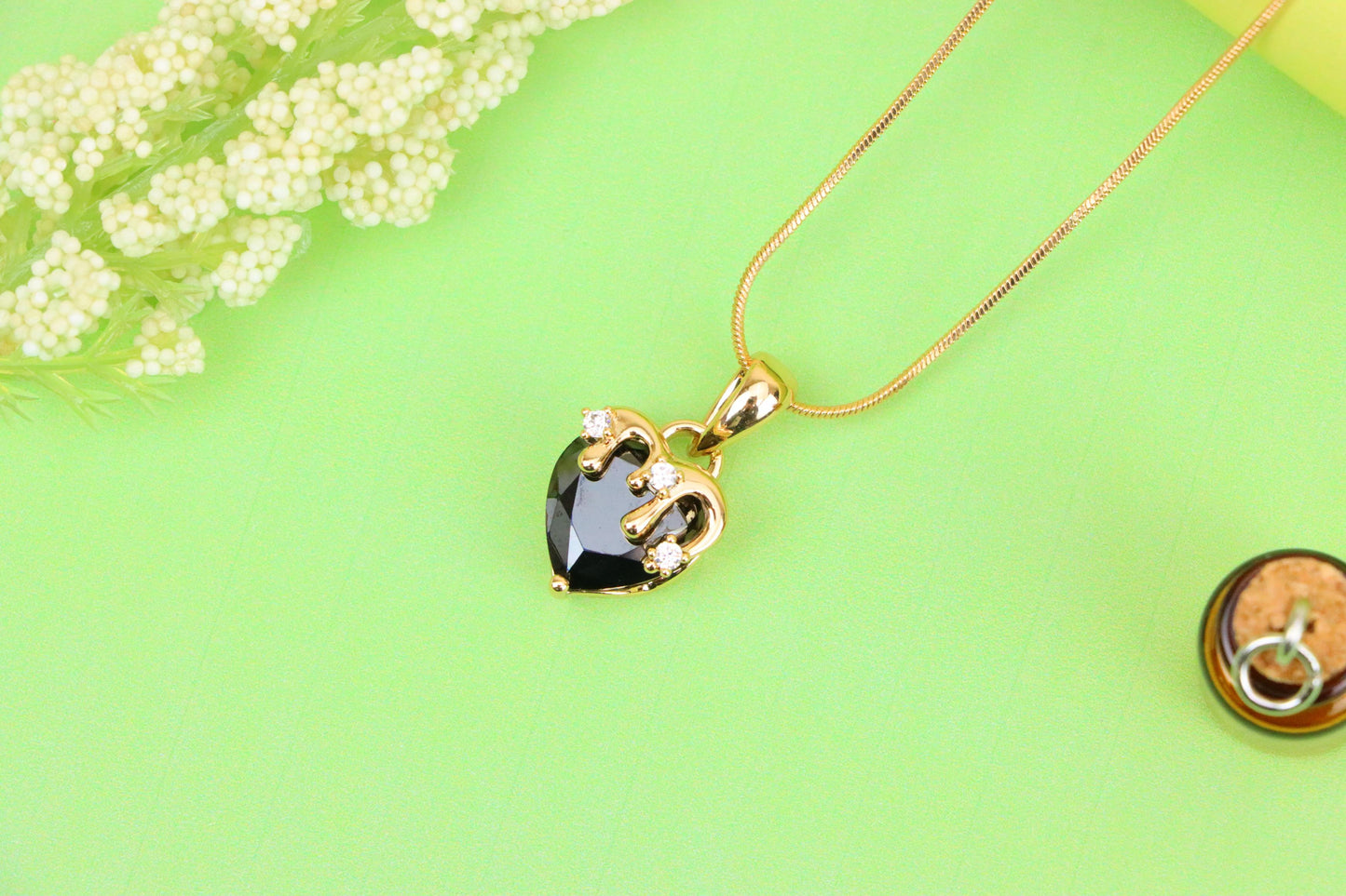 Heart Drip Black Pendant in Gold Finish Gothic Charm,XPPT1697 (2150-5)