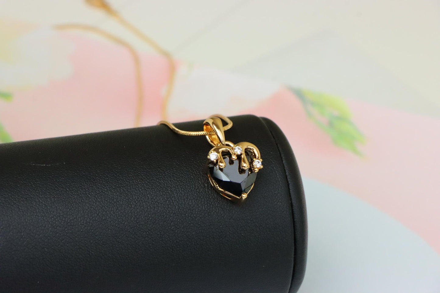 Heart Drip Black Pendant in Gold Finish Gothic Charm,XPPT1697 (2150-5)