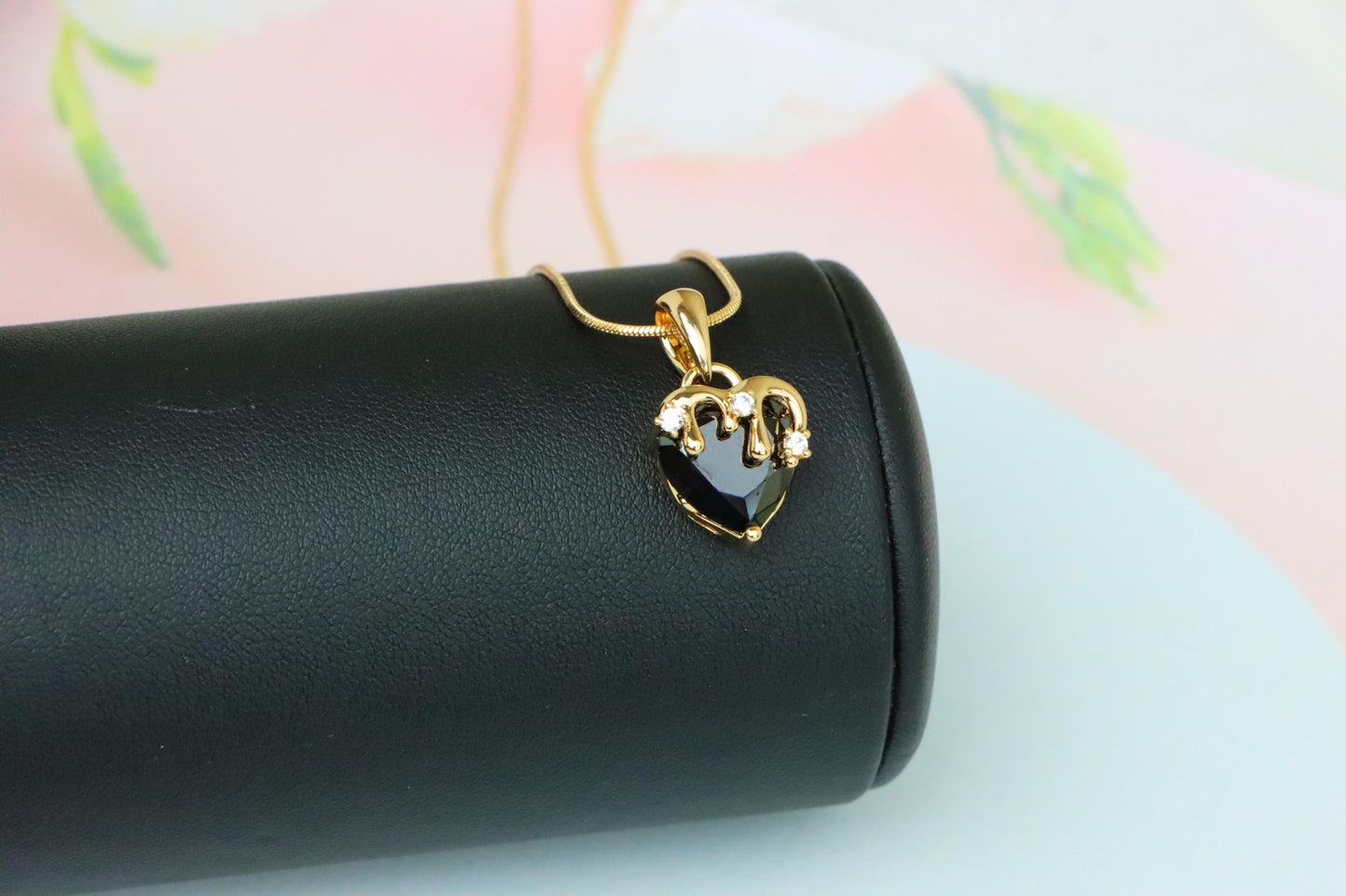 Heart Drip Black Pendant in Gold Finish Gothic Charm,XPPT1697 (2150-5)