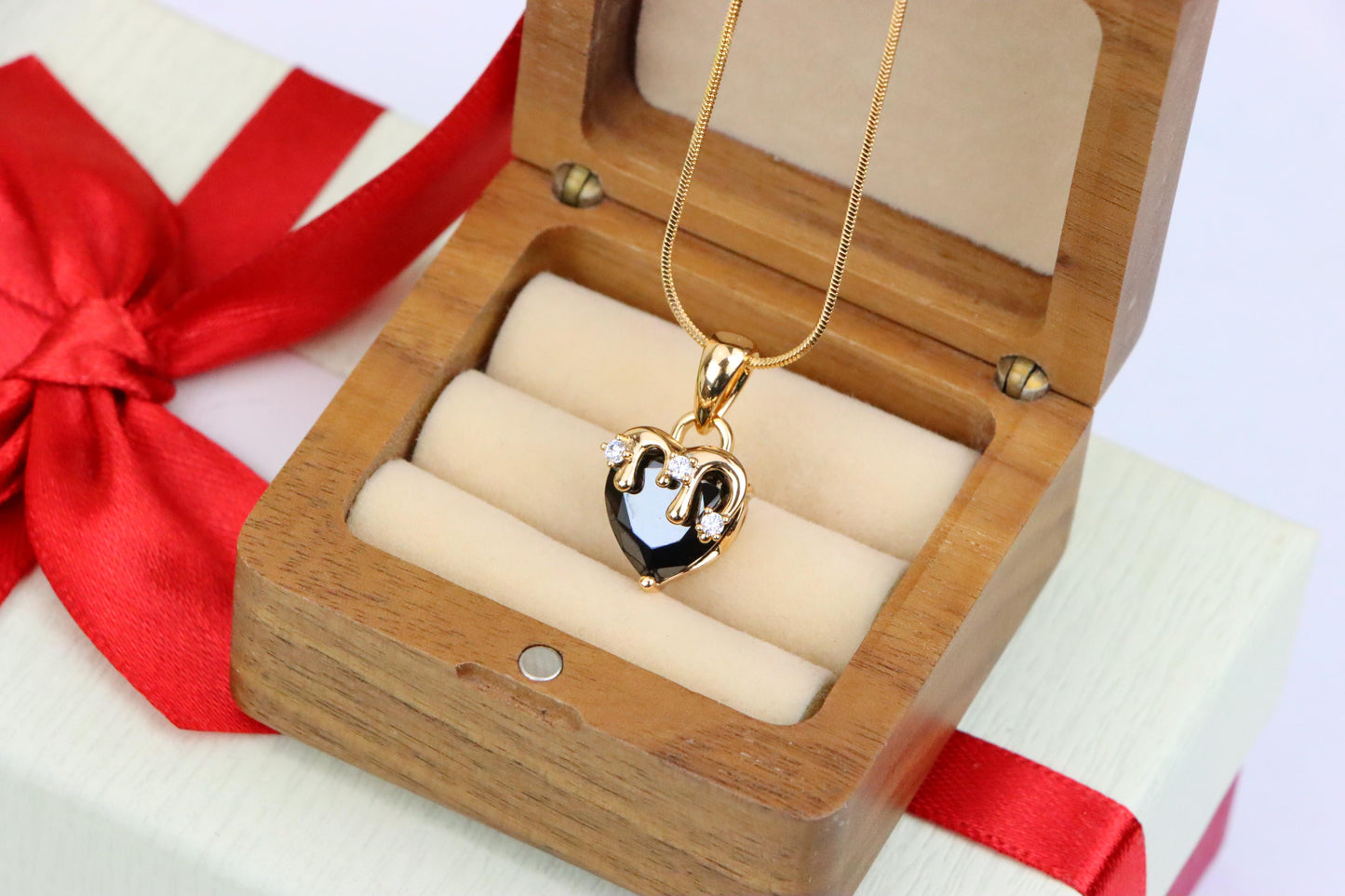 Heart Drip Black Pendant in Gold Finish Gothic Charm,XPPT1697 (2150-5)