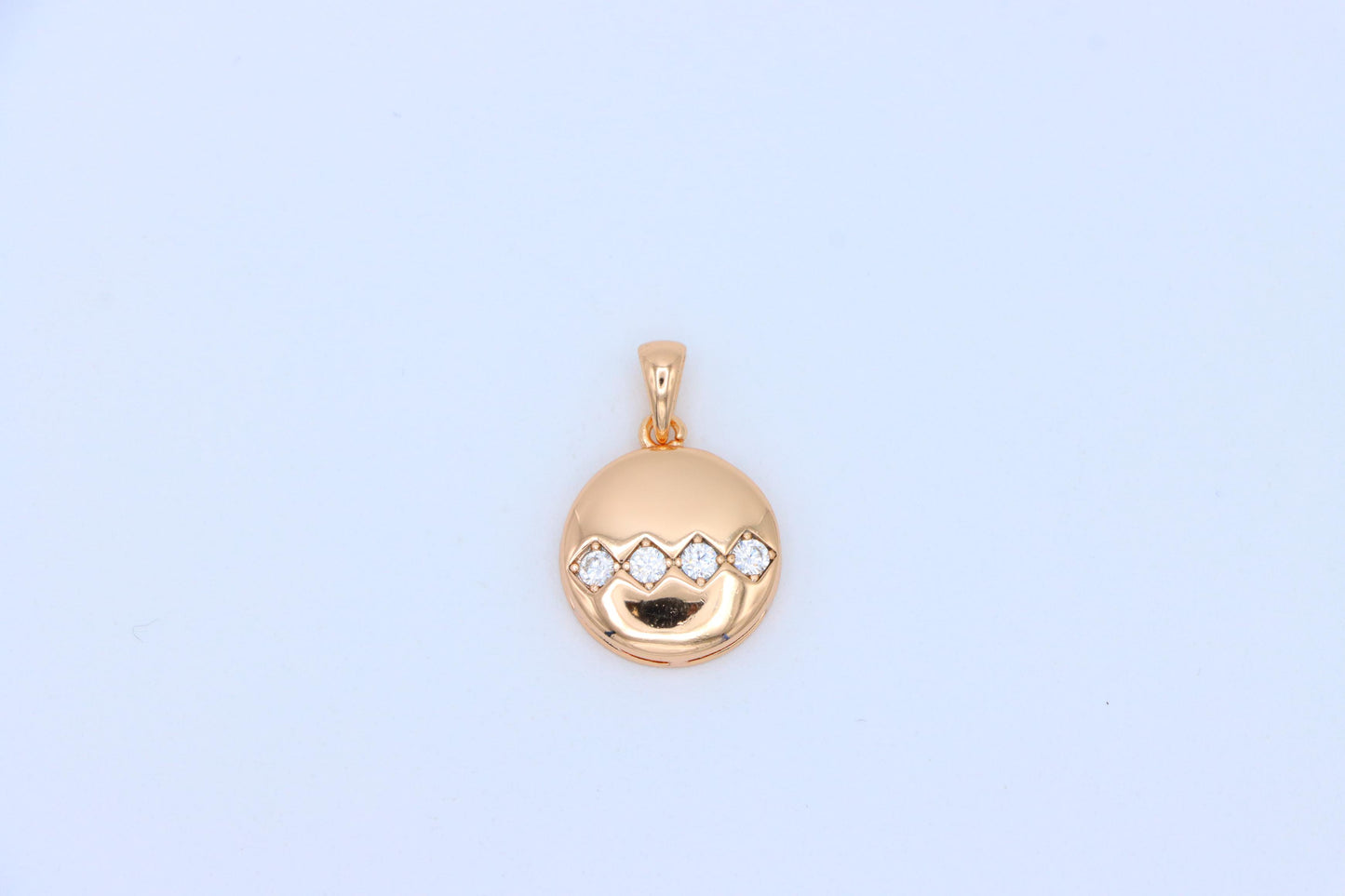 Round Rose Gold Pendant with Zigzag White Crystal Accent Design, XPPT1255 (2126-1)