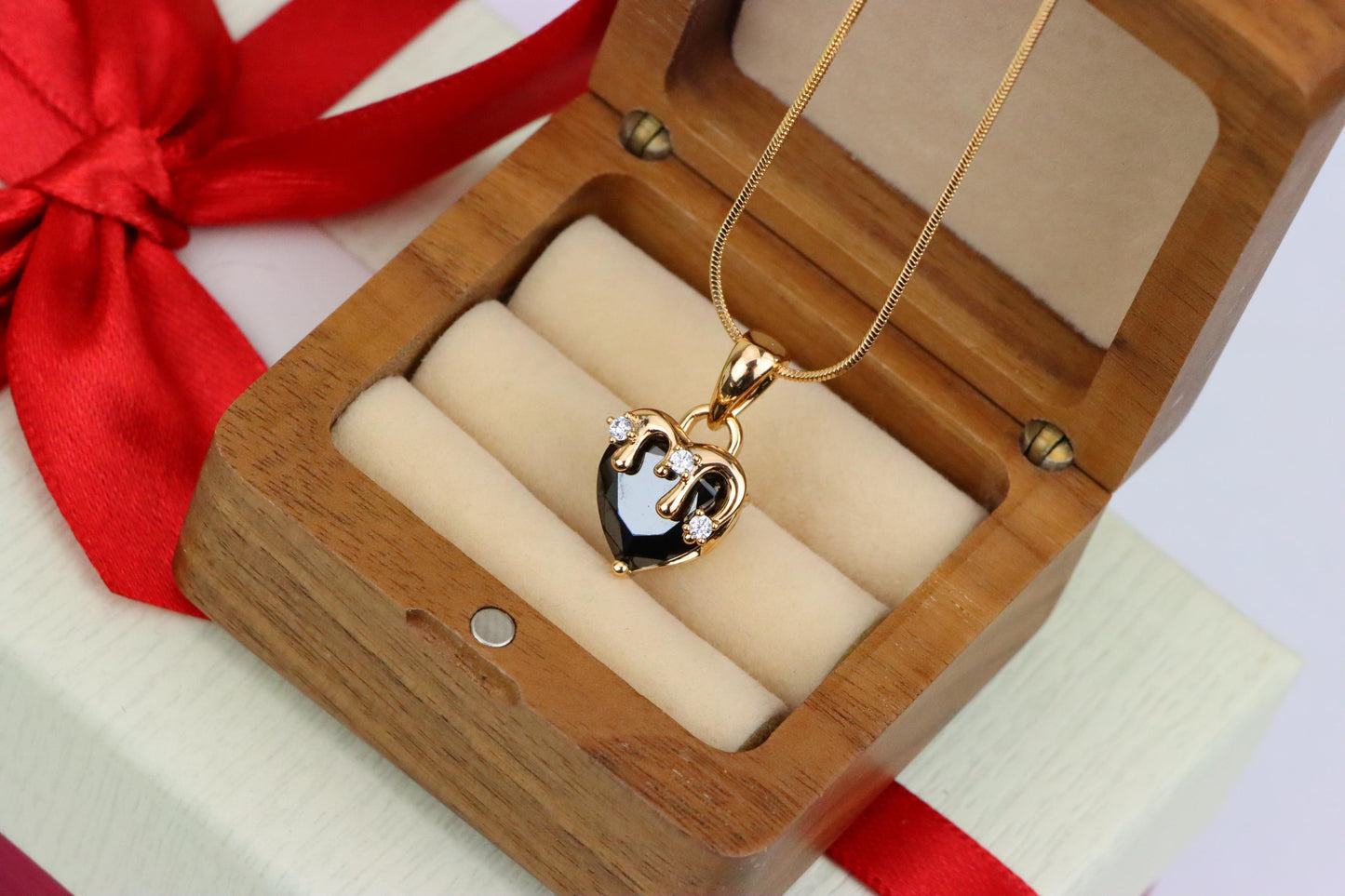 Heart Drip Black Pendant in Gold Finish Gothic Charm,XPPT1697 (2150-5)