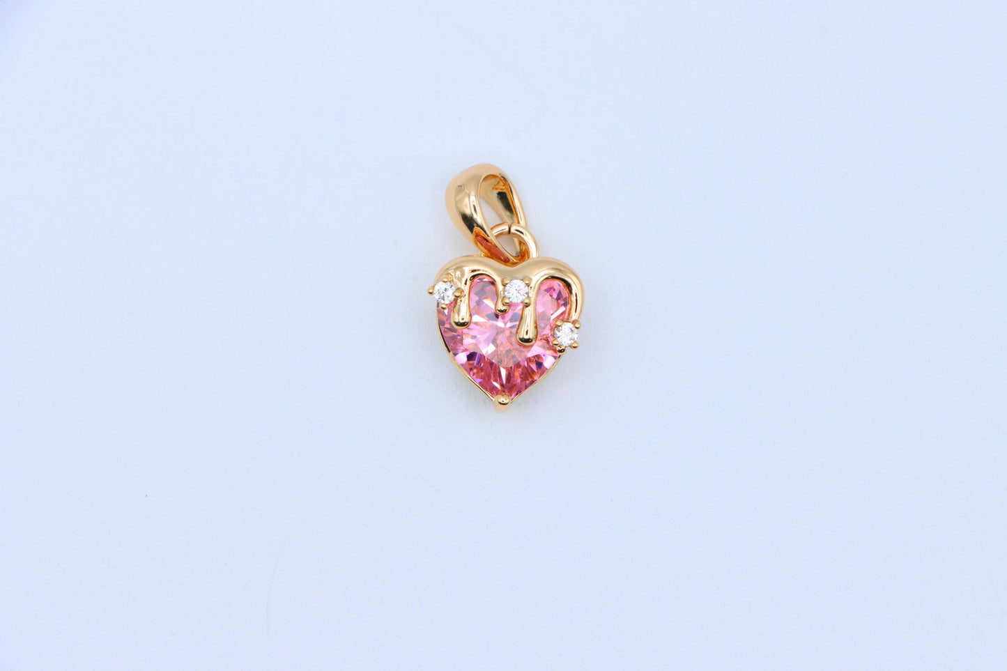 Heart Drip Pink Pendant in Gold Finish Romantic Charm, XPPT1698 (2150-5)