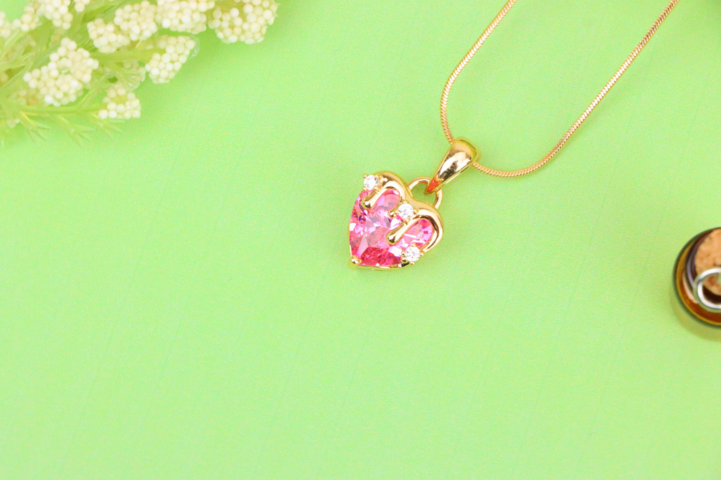 Heart Drip Pink Pendant in Gold Finish Romantic Charm, XPPT1698 (2150-5)