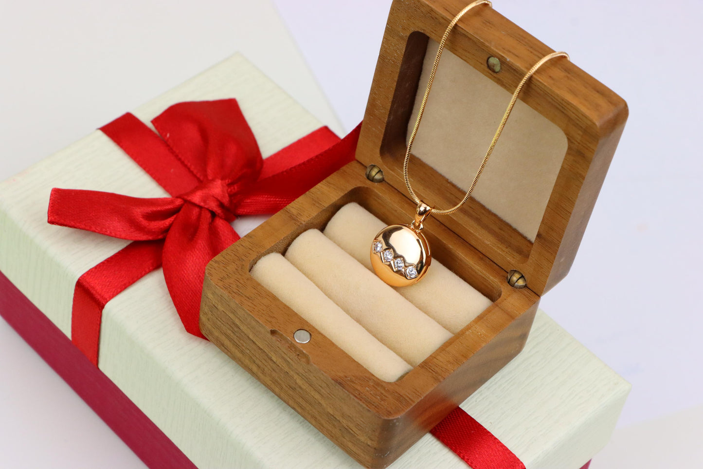 Round Rose Gold Pendant with Zigzag White Crystal Accent Design, XPPT1255 (2126-1)