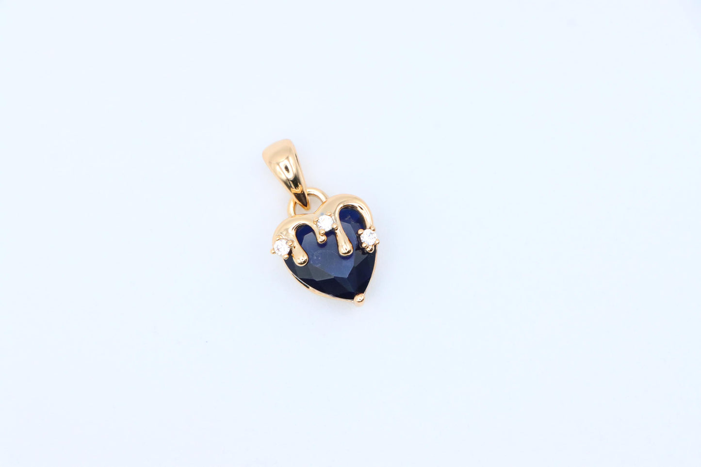 Heart Drip Blue Pendant in Gold Finish Stylish Accent, XPPT1699 (2150-5)