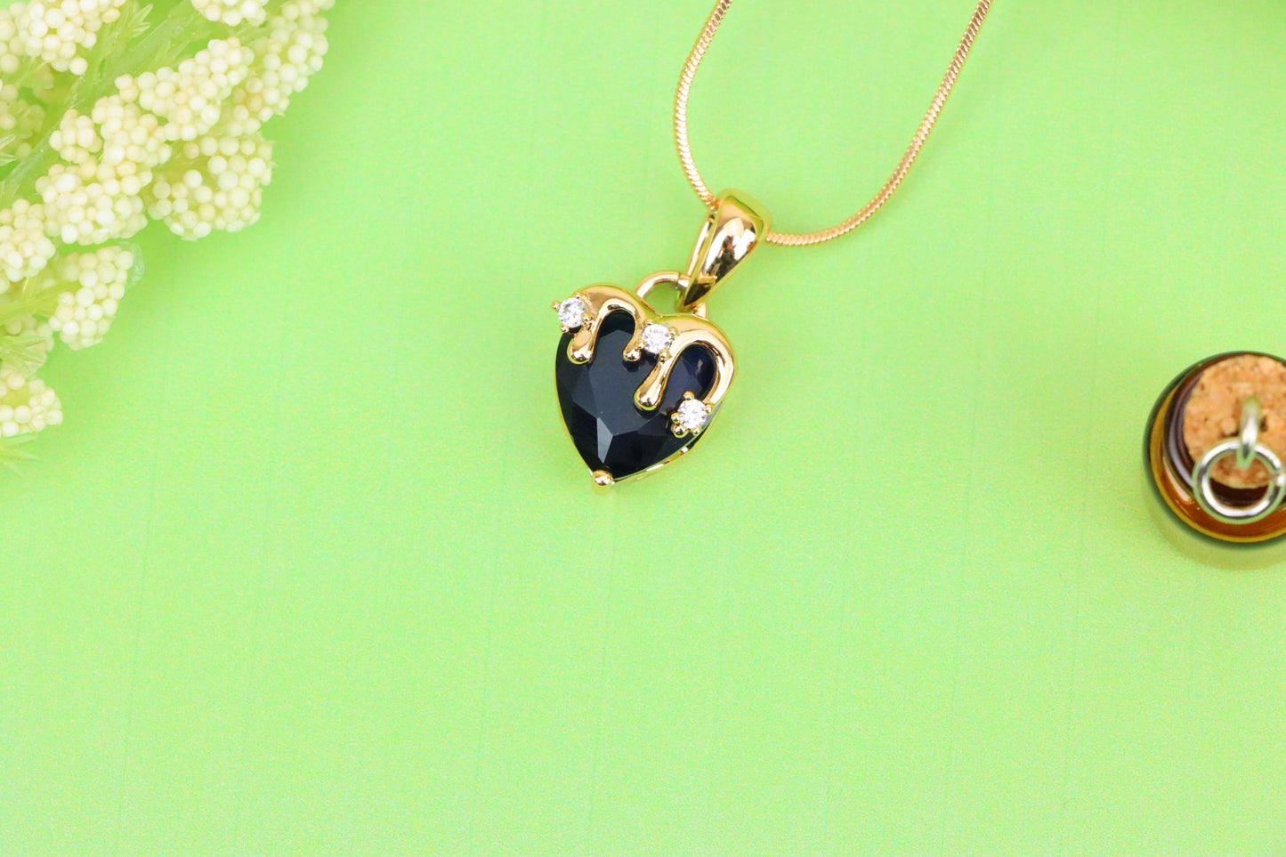 Heart Drip Blue Pendant in Gold Finish Stylish Accent, XPPT1699 (2150-5)