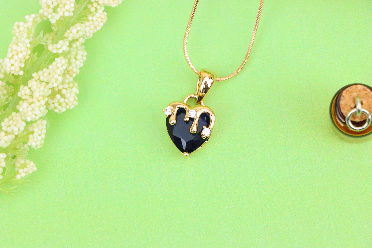 Heart Drip Blue Pendant in Gold Finish Stylish Accent, XPPT1699 (2150-5)