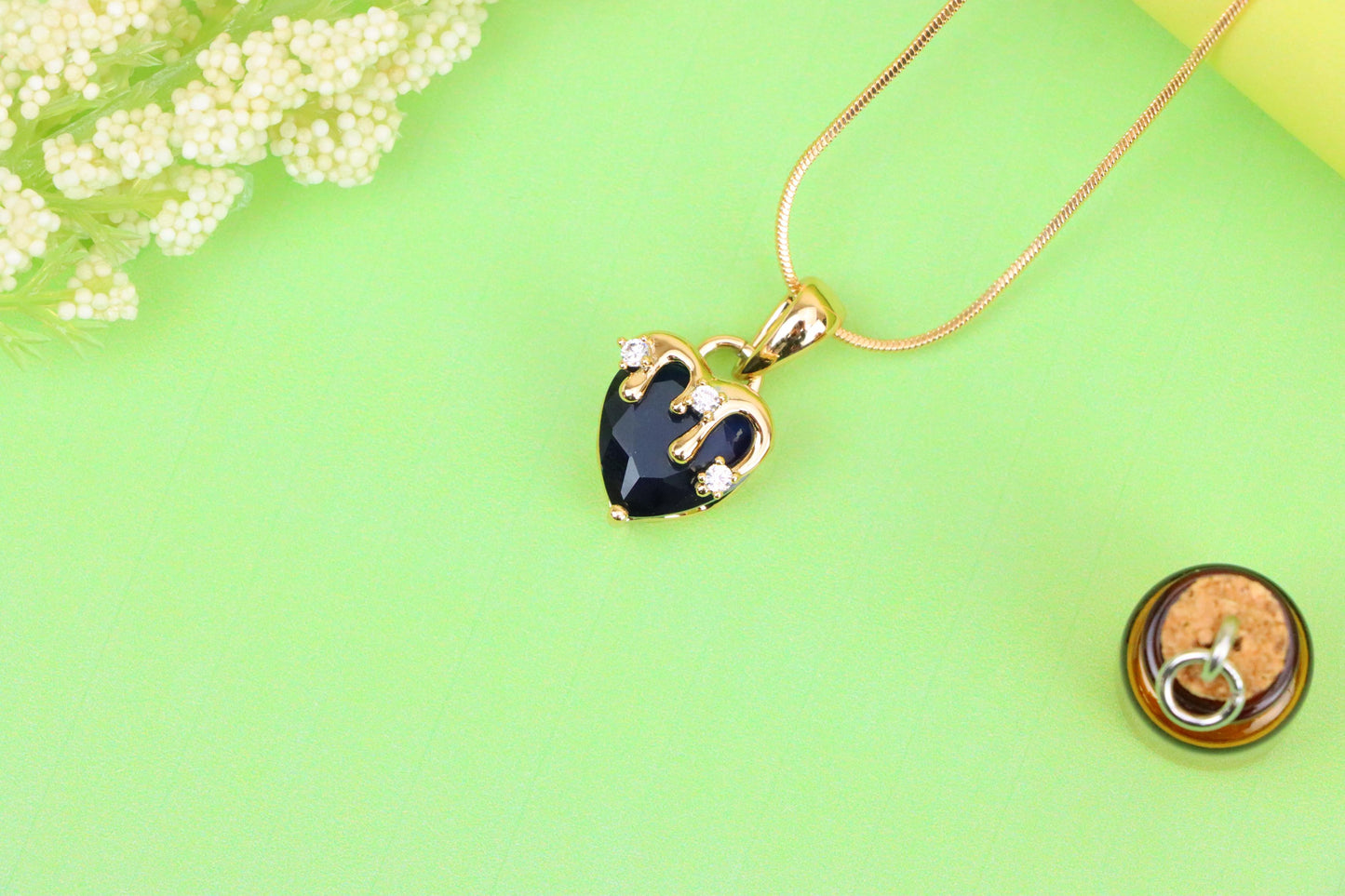 Heart Drip Blue Pendant in Gold Finish Stylish Accent, XPPT1699 (2150-5)