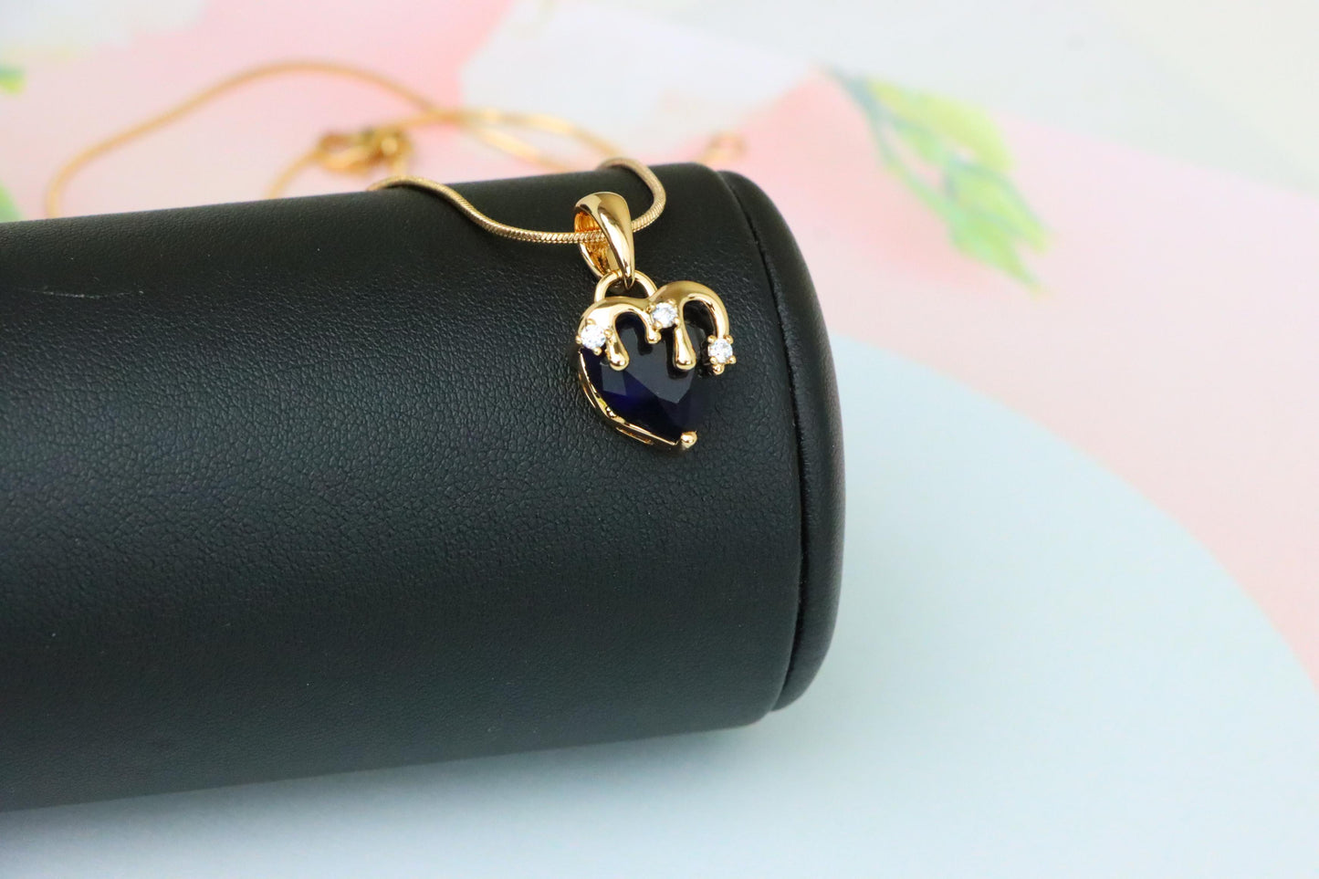 Heart Drip Blue Pendant in Gold Finish Stylish Accent, XPPT1699 (2150-5)